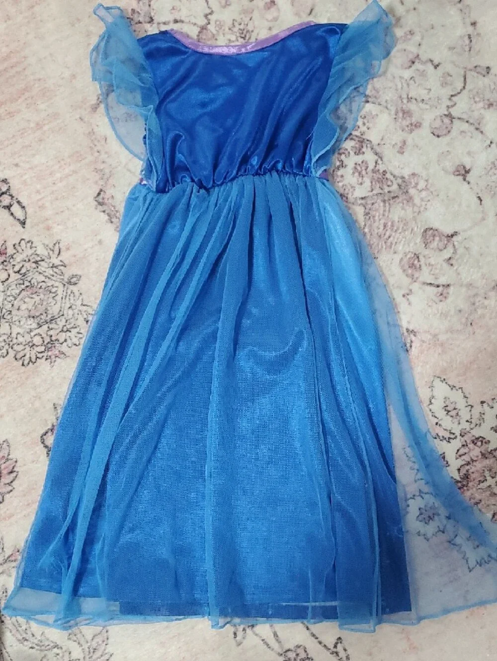 Disney Frozen Girls' Royal Blue Nightgown with Purple Trim - Picture 3 of 4